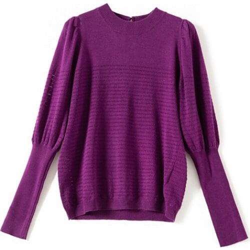 Elfstyle Female Wool Hollow Ouot Long Sleeve Knitting Pullover Sweater Top