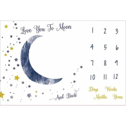 Flannel Baby Milestone Blanket 100*120 Cm Baby Monthly Blanket Baby Photography Blanket Props Moon Stars Newborn Photo Prop