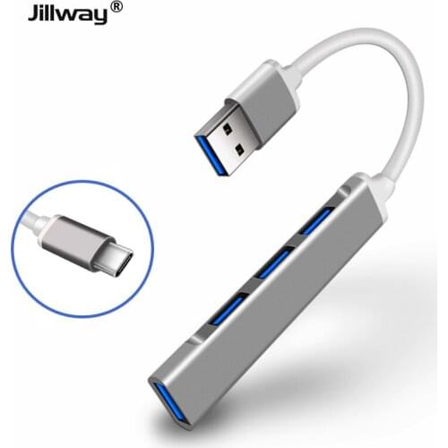 Jillway USB C 3.0HUB 1-port 3.0 3-port 2.0 USB 4-port splitter for MacBook Pro Air Chromebook OTG Function Aluminum Portable
