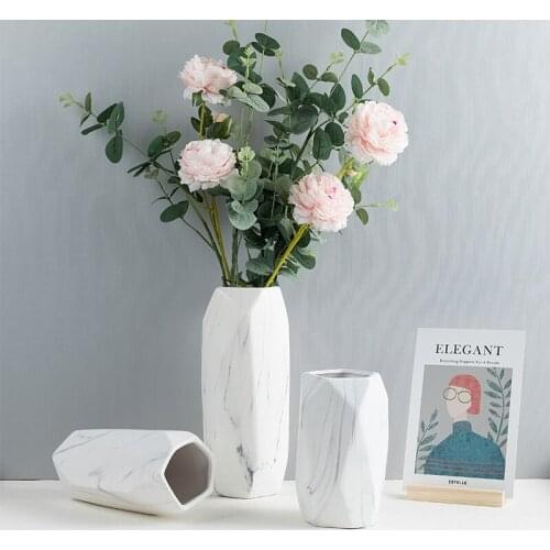 Nordic Ceramic Vase Ornaments Home Livingroom Desktop Dried Flower Decoration Office Table Flower Arrangement Figurines Crafts