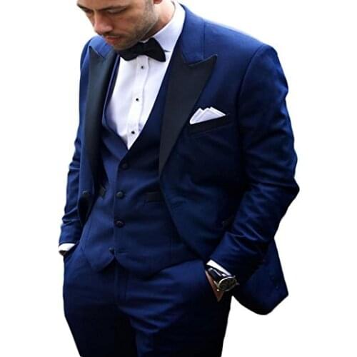 Classic slim Groomsmen Peak Lapel Groom Tuxedos Men Suits Wedding/Prom Best Man Blazer ( Jacket+Pants+Tie+Vest) A258