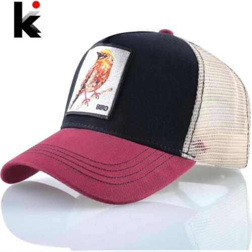 Summer Baseball Caps Men Women Outdoor Breathable Mesh Visor Hats Fashion Bird Embroidery Snapback Bones Streatwear Hip Hop Bone