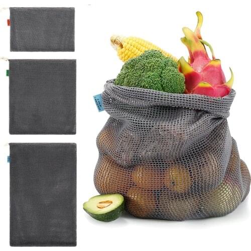 Reusable Cotton Mesh Bag Vegetable Bags Eco Produce Bag Cotton Mesh Vegetable Storage Bag Reusable Shopping Bags with Drawstring