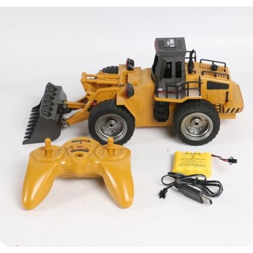 2.4G HZ radio remote control bulldozer 6-channel alloy version loading bulldozer, simulation toy with LED lights