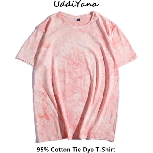 2021 Summer Fashion Tie Dye Cotton T-Shirts Womens Oversized Tops Vintage Clothes Mens Harajuku Sweatshirt Skateboard T-Shirt