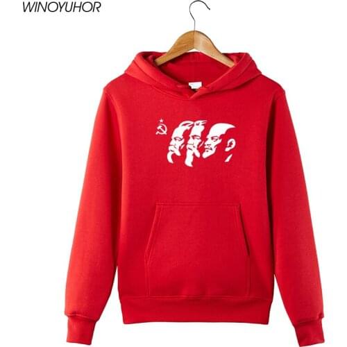 The Soviet Union The Great Communist Lenin Marx Engels Mens Winter Long Sleeve Hoodies USSR CCCP Communism Sweatshirts Tops