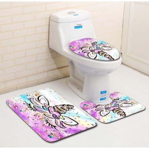 3Pcs/set Bathroom Bath Mat Set Toilet Rugs Flannel Anti-Slip Shower Carpets Set Home Toilet Lid Cover Room Rug Floor Dropship