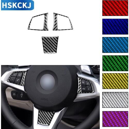 For BMW Z4 E89 2009-2016 Multiple Color Carbon Fiber Stickers Steering Wheel Button Switch Frame Styling Interiors Accessories