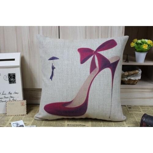 American Pastoral retro High heels cotton linen throw pillow cover pillowcase No Core