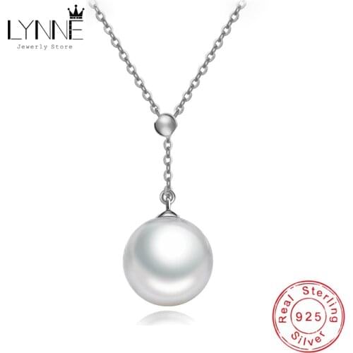 New Fashion Sweater Chain Elegant Pearl Pendant Necklaces 925 Sterling Silver Adjustable Collarbone Necklace For Women Jewelry