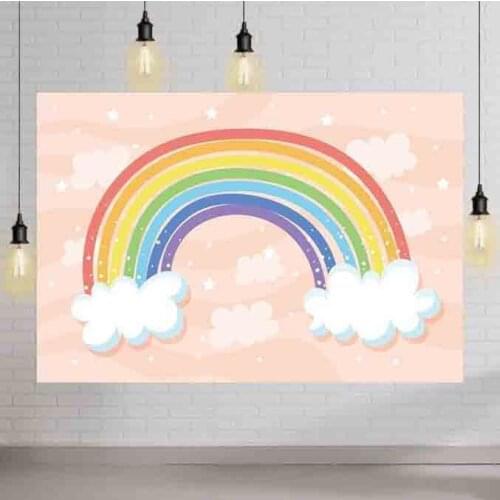 Clouds Rainbow Stars Baby Shower Photo Backdrops Kids Birthday Banner Newborn Cartoon Photography Backgrounds Photocall Supplies