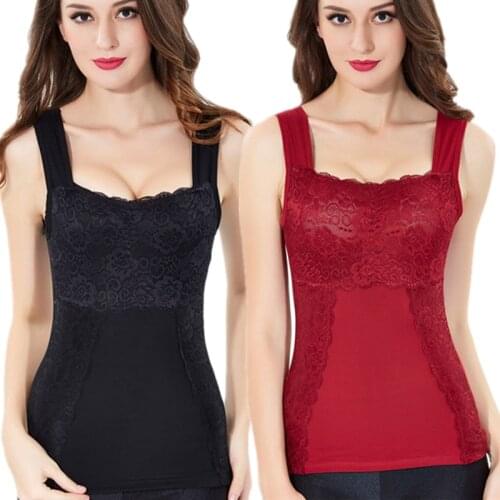 Autumn and winter thermal underwear vest plus velvet thickening female basic shirt top Vest with lace