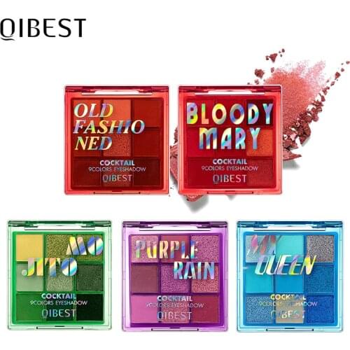 QIBEST 9 Colors Pearl Glitter Eyeshadow Palette Matte Shimmer Pigment Eye Shadow Cosmetics Long Lasting Makeup Eye Palette