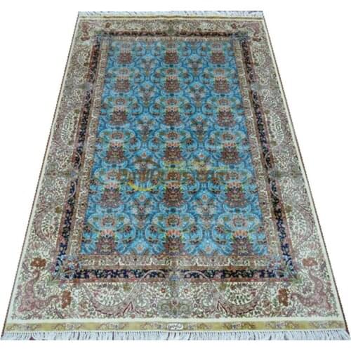 Hand Knotted Persian Amazing Wool And Silk Rugs Handmade White carpet