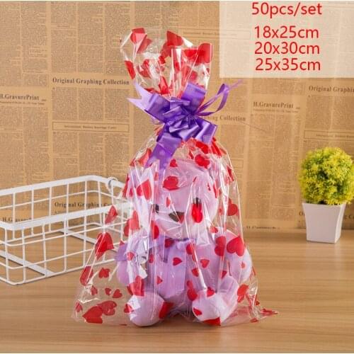 50pcs Transparent Opp Plastic Bag For Dolls Toy Christmas Gift Packaging Bag Party Chocolate Candy Bag 18x25cm/20x30cm/25x35cm