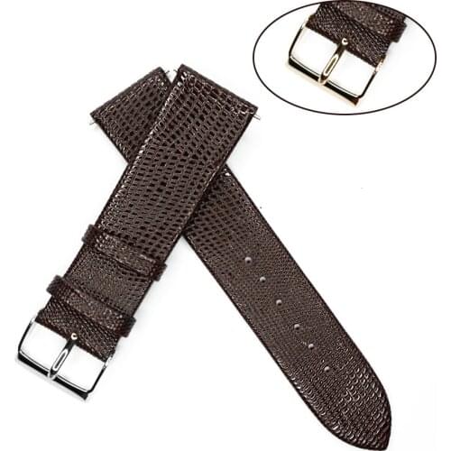 Lizard Italian Calf Genuine Leather Watch Strap 22mm Watchband Dark Brown Watch Belt Mens with Spring Bar for Hour Wrist Watch