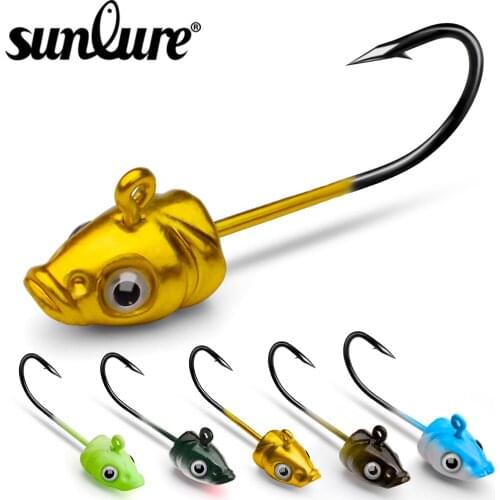 Sunlure 100pcs/lot Fishing Hooks Jig Head 3.5g 5g 7g Metal Jigs Fishhooks Soft Baits Bass Jigging Hooks Barbed Pesca Tackle