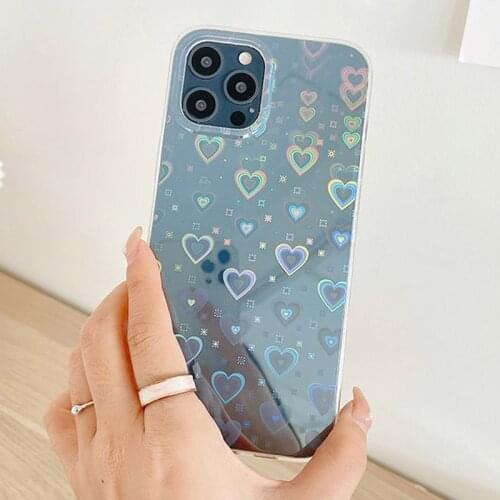 Creative Aurora three-dimensional Love Silicone Case For iPhone 12 mini 11 Pro X XS Max XR SE 2020 7 8 Plus Soft TPU Phone Cover