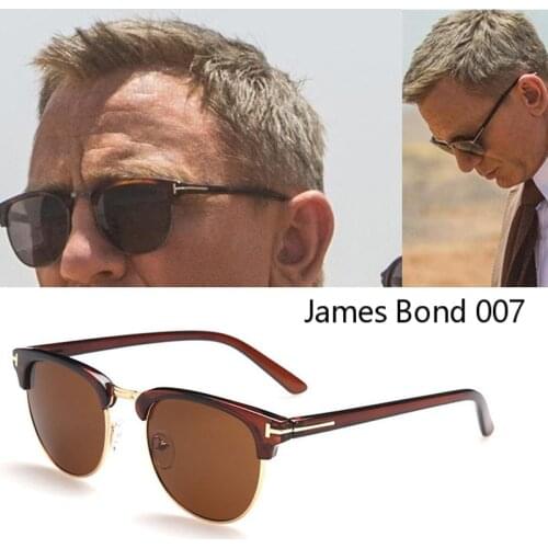 Luxury James Bond Classic fashion brand Men Women tom sunglasses Female Half frame UV400 male T sun glasses oculos Gafas de sol