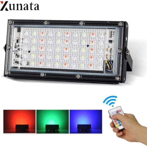 AC 220V RGB Floodlight 50W IP65 Waterproof LED Spotlight with Remote Controller Reflector LED floodlight