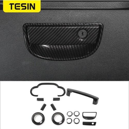 TESIN ABS Car Dashboard Steering Wheel Speaker Interior Decoration Cover Stickers Kit Accessories for Jeep Wrangler JK 2007-2010