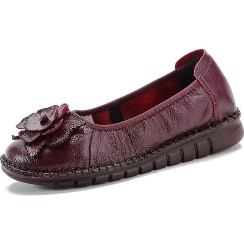 Women Flats Casual Shoes Retro Low Heel Soft Women Loafers Female Genuine Leather Shoes for Women