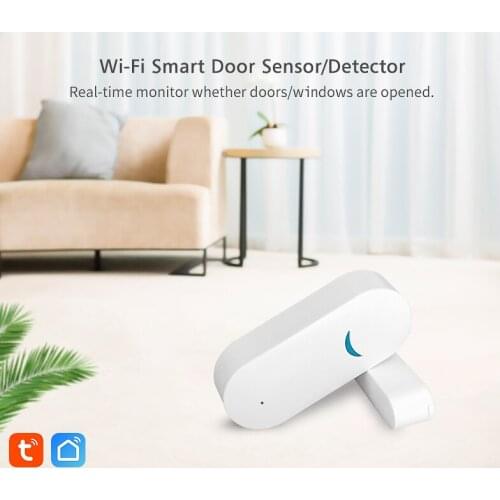 Tuya Smart WiFi Door Sensor Door Open / Closed Detectors Wifi Home Alarm Compatible With Alexa Google Home Tuya APP