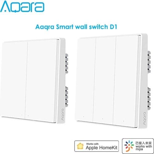 Aqara D1 Smart Wall Switch Zigbee Wireless Remote Control Light Switch Neutral Fire Wire 1/2/3 Button For Mijia HomeKit APP