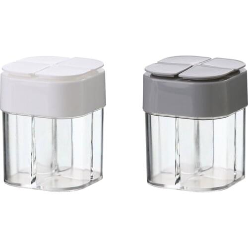 High Quality 1PC Small Kitchen Pepper Shaker 4 Grids Picnic Seasoning Bottle Plastic Portable Barbecue Spice Jar