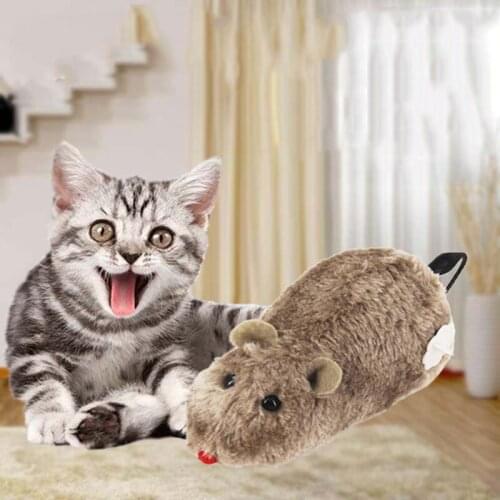 Funny Clockwork Spring Power Fleace Simulated Mouse Toy Mechanical Motion Rat Wind Up Wagging Running Mice Cat Dog Chasing Toy