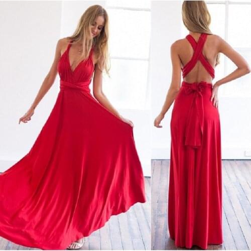 Women Red Dress Bandage Long Dress Party Bridesmaids Infinity Robe Longue Femme Women Multiway Wrap Convertible Boho Maxi Club
