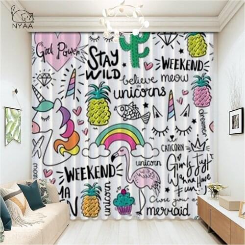 Animals Flamingo Nordic Pictures Kids Curtains Europe Curtains In Bedroom Cartoon Curtain Models Micro Shading