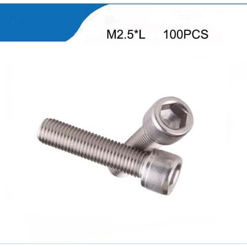 100PCS M2.5 *3/4/5/6/7/8/9/10/11/12/13/14/15 mm sus304 stainless steel hexagon socket head cap screw model auto diy screw DIN912