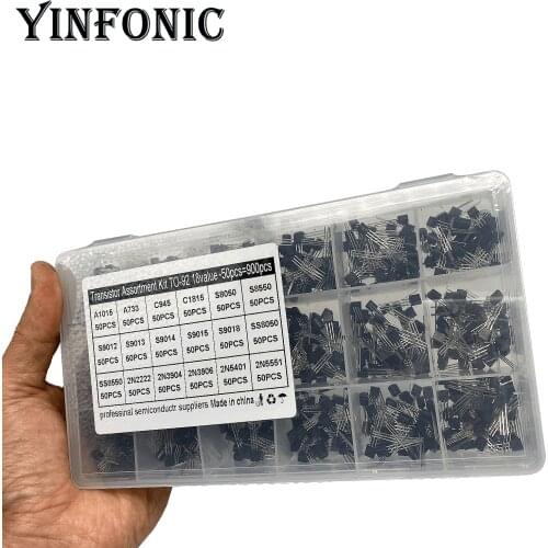 18values x50pcs DIP NP/NPN transistor kit box A733 SS8050 SS8550 A1015 C945 C1815 S8050 S8550 S9012-15 S9018 2N2222 2N3904