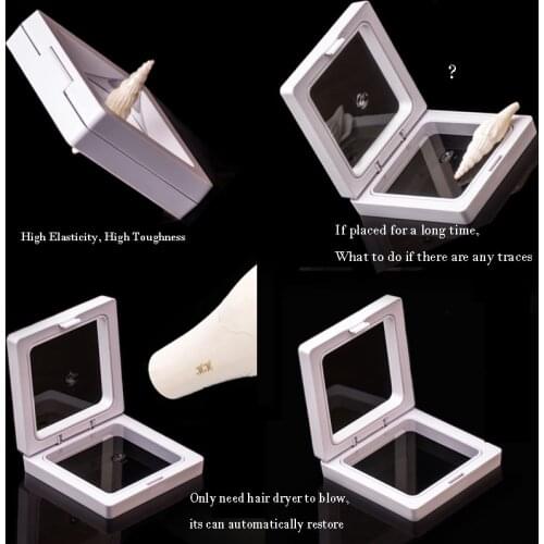6pcs/Set PET Membrane Jewelry Ring Pendant Display Stand Holder Bague Packaging Box Protect Jewellery & Stones Floating
