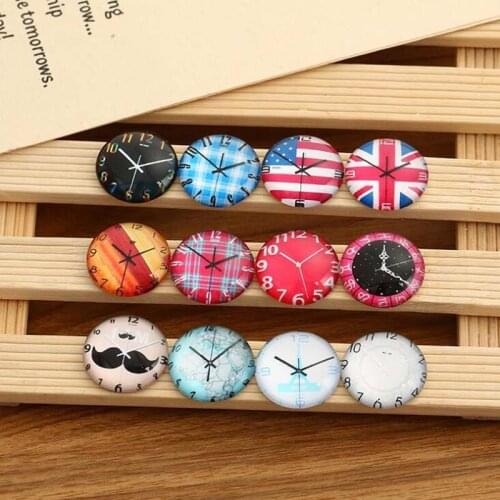 60pcs/lot Mixed Round Flatback Clock Photo Glass Cabochon 8mm--35mm Accessories Fit For DIY Jewerly
