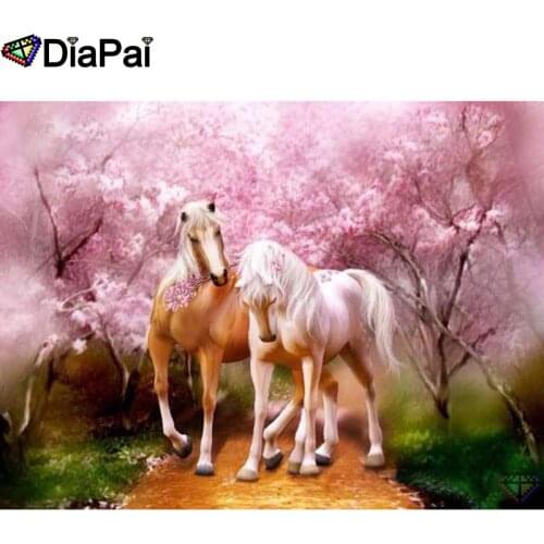 DIAPAI 5D DIY Diamond Painting 100% Full Square/Round Drill "Horse flower" Diamond Embroidery Cross Stitch 3D Decor A24087