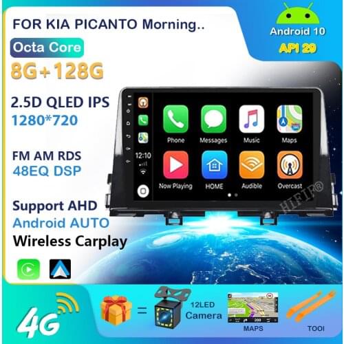 6+128G CARPLAY 9'' Android 10 For KIA PICANTO Morning 2016 2017 2018 2019 Multimedia Stereo Car DVD Player Navigation GPS