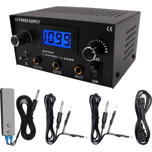 New Portable LCD Tattoo Power Supply Digital Dual Tattoo Machine Device For Rotary Coil Tattoo Pen With Foot Pedal Clip Cord