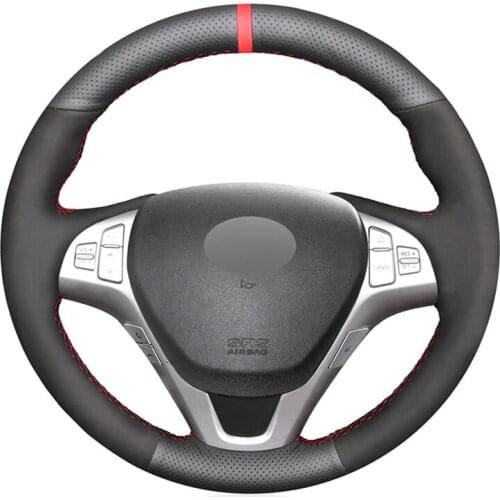 Car Steering Wheel Cover For Hyundai Genesis Coupe 2009-2016 Rohens Coupe 2009 Black Leather Hand Sew hight quality Grip Cover