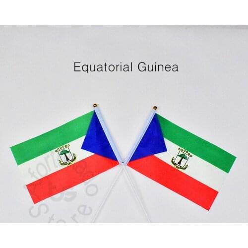 Equatorial Guinea 14*21cm 10pieces flag Banner Hand waving Flag for meet,Parade,party.Hanging,decoration