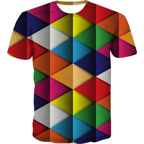 Mens Graphic Shirt Color Block 3D Print US Size T Shirt Unisex Tee Casual Top Novelty Clothing