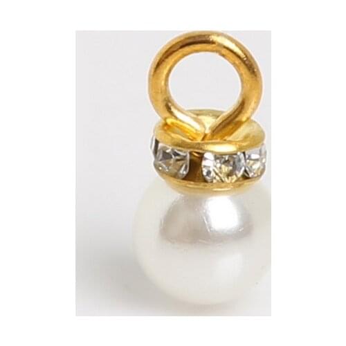 Hot Sale 30PCS Round ABS Imitation Pearl Rhinestone Charms Pendants for Earring Choker Necklace Jewelry Making