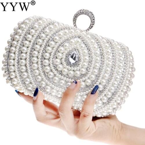 2021 Rounded Bead Diamond Evening Bags Purses Women Clutch For Wedding Party Ladies Handbag Square Handheld Banquet Clutches
