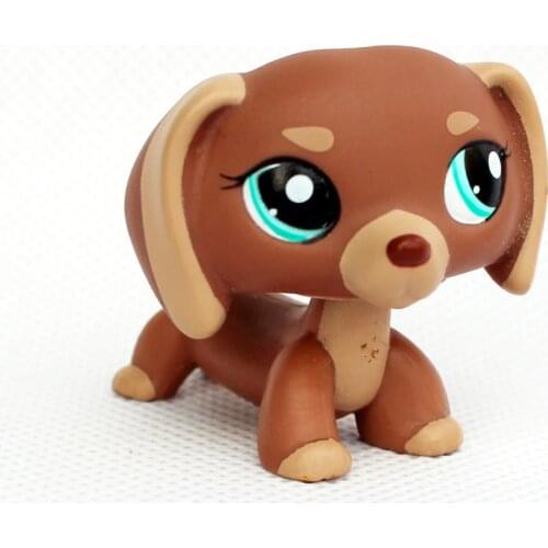 LPS CAT pet shop toys dog cute brown animal DACHSHUND with blue eyes rare anime figure toy doga for kids old original