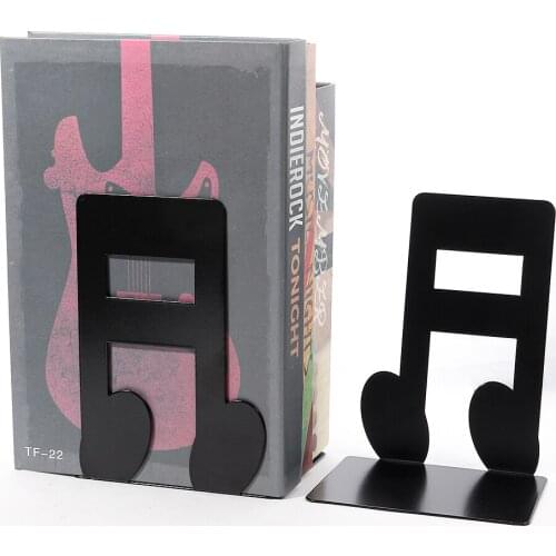2021 Musical Note Metal Bookends for shelves Iron Support Holder Desk Stands Home Office Desktop Free Standing Black Catalogs