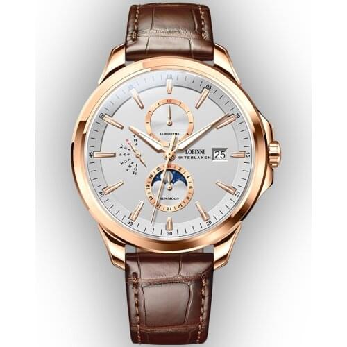 Lobinni 2021 New Men Automatic Mechanical Wristwatches Luminous Watch Genuine Leather Sapphire Dress Watches Mens часы мужские