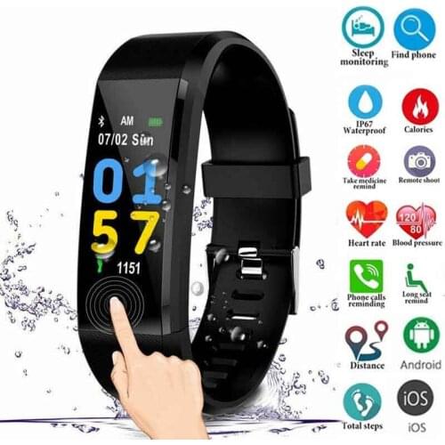 New D115Plus Pedometer Waterproof Smart Bracelet Blood Pressure Heart Rate Monitor Fitness Tracker Smartbracelet for Android/iOS