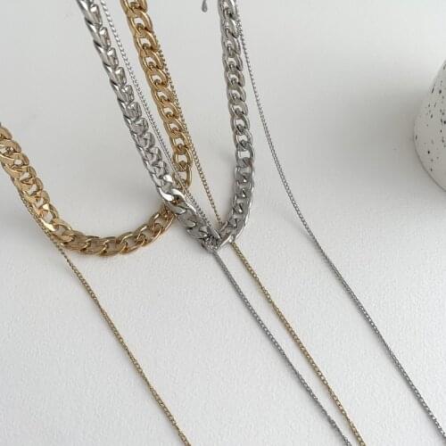 Orgin Summer Exaggeration Double Layer Long Chain Choker Necklace for Women Simple Alloy Necklace Party Jewelry Accessories