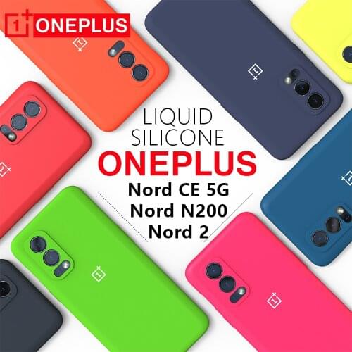Original OnePlus Nord 2 Liquid Silicon Case For One Plus Nord N200 N100 N10 CE 5G Soft Cover Shockproof Full Protectiver Case
